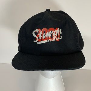 Sturgis Vintage USA Men’s 2000 Motorcycle Rally Leather Strapback Black Cap Hat